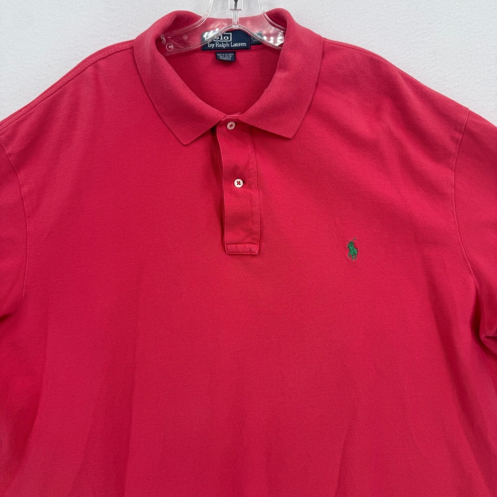 Polo Ralph Lauren Polo Shirt Mens 2XLT Red Pique Short Sleeve Green Pony Logo